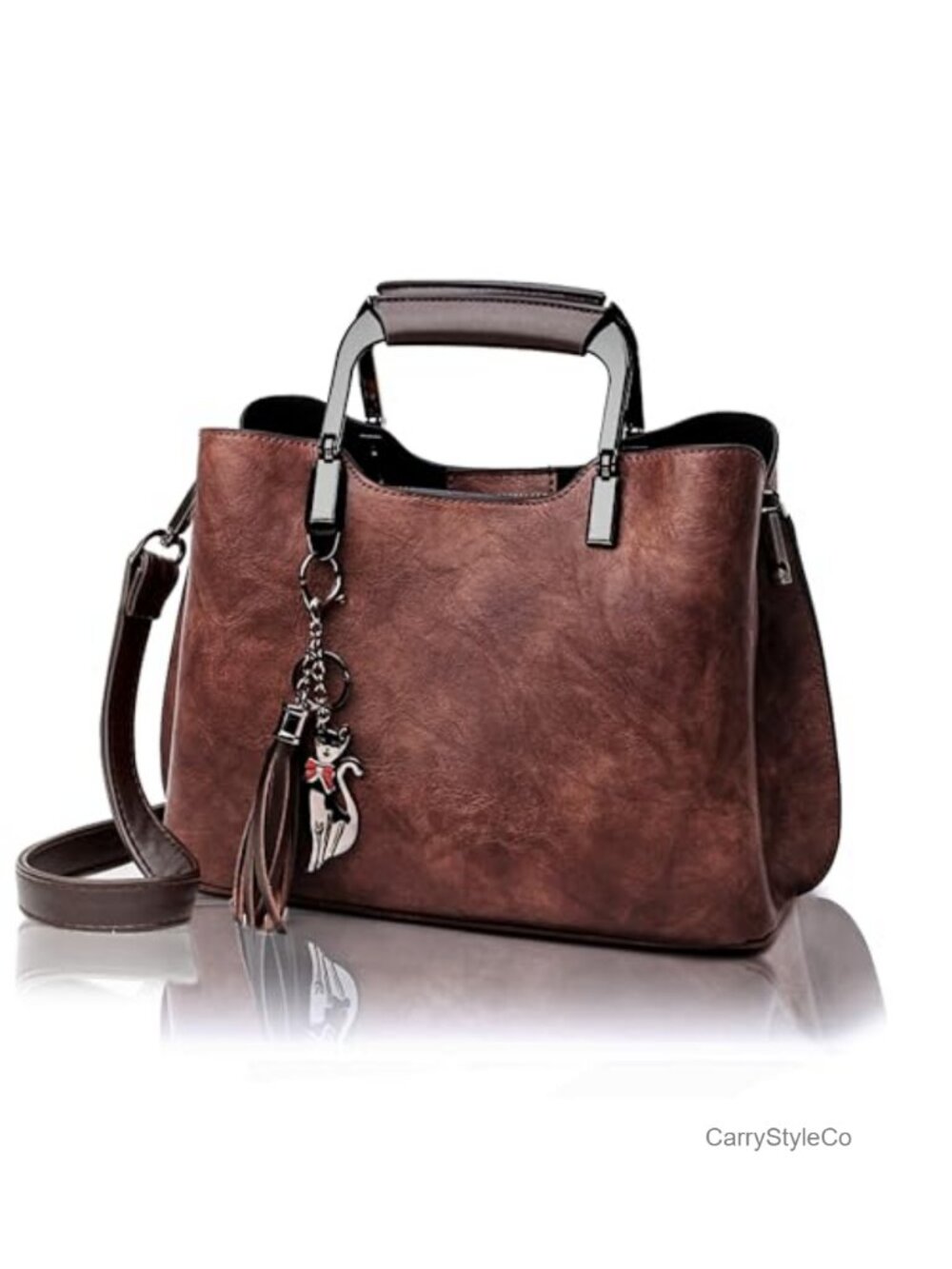 Vegan Leather Satchel Purse Top Handle Crossbody Bag